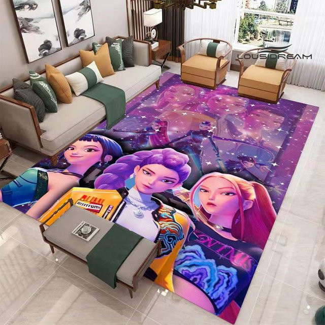 Rutschfester Teppich mit KPop Dämonenjäger Cartoon-Print, Mehrfarbig, Polyester, B x H: 60 x 90 cm - Bild 1