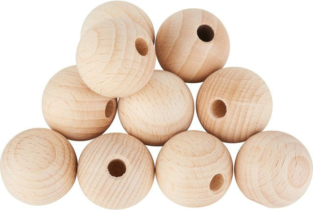 VBS Holzkugeln aus Buchenholz halbgebohrt, Farbe: Beige, 10 Stück, Durchmesser: 2,5 cm - Bild 1