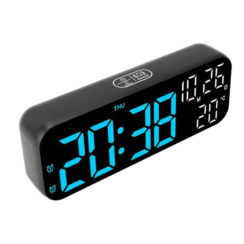 CosyHome Digitale Tischuhr mit Doppel-Display, Sprachsteuerung und LED-Anzeige in Blau, inklusive Datum, Temperatur und Countdown-Funktion - Bild 5