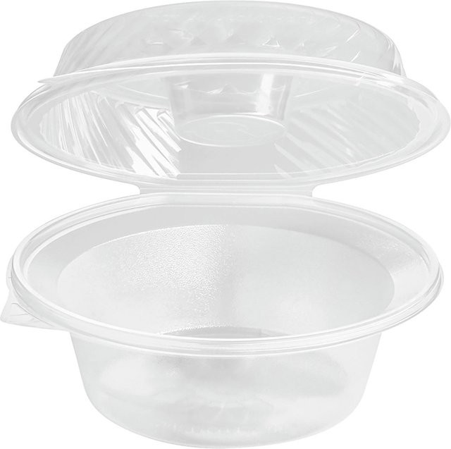 WIMEX Salatschale mit Dipfach und Domdeckel, transparent, 2100 ml, Durchmesser: 21,5 cm, Höhe: 10,5 cm, 25 Stück - Bild 1