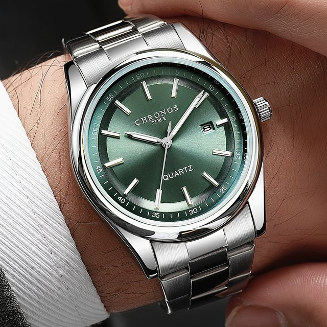 CHRONOS Armbanduhr, Quarz, Edelstahl, Silber, Herren, Wasserdicht - Bild 1
