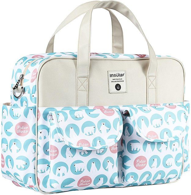 Insular Tragbare Wickeltasche Polar Bear als Messenger-Crossbody-Tasche für Neugeborene und Säuglinge aus 210D Polyester - Bild 1