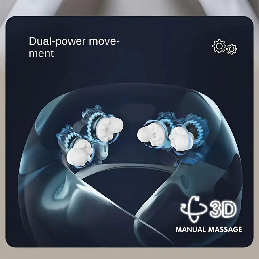 PAQIN Tragbares U-Form Nackenmassagegerät mit Vibrationsfunktion zur Muskelentspannung für Schulter und Hals, Farbe: Braun, USB aufladbar - Bild 3