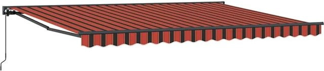 vidaXL Einziehbare Markise aus Polyester in Orange und Schwarz, B: 450 cm, A: 300 cm - Bild 1