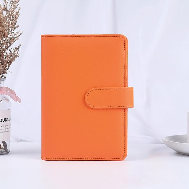Macaron DIY Binder Einband aus PU Leder für A6/A5 Fotokarten Sammelbuch und Terminkalender in Orange - Bild 1