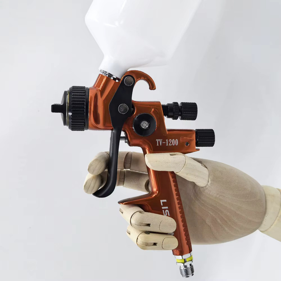 HVLP-Spritzpistole mit LED-Licht in glänzendem Orange für Lackierungen an Autos und Möbeln, 1,3 mm - Bild 2