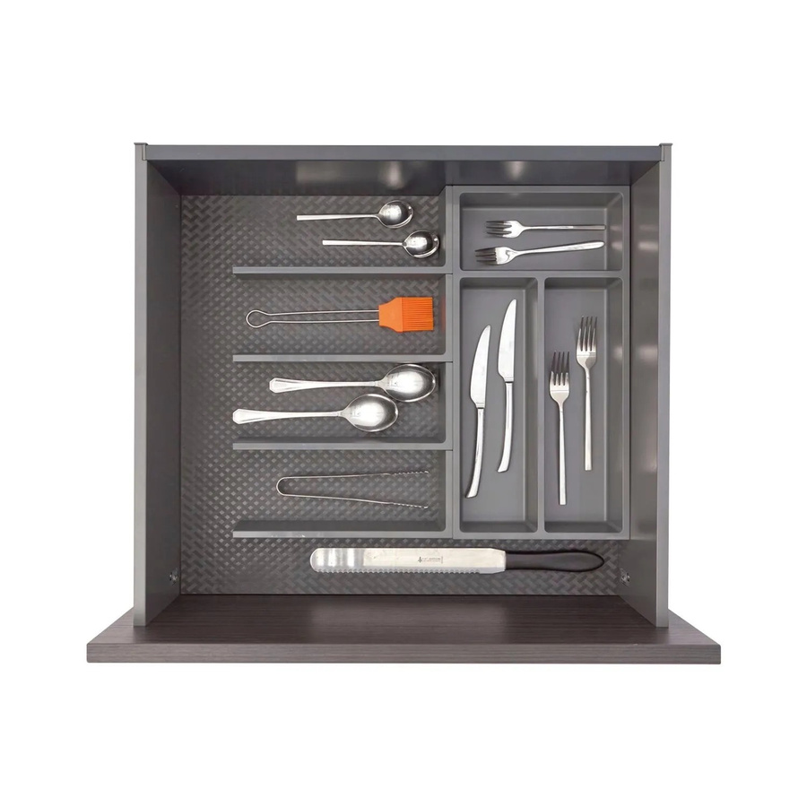 Ninka Besteckeinsatz mit Trenner Basis-Set aus Kunststoff in Dunkelgrau, Tiefe: 55 cm - Bild 2