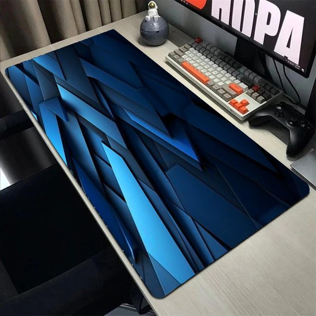 Großes Gaming-Mauspad mit Kunsttextur-Muster und verstärkten Kanten in Schwarz - Bild 1