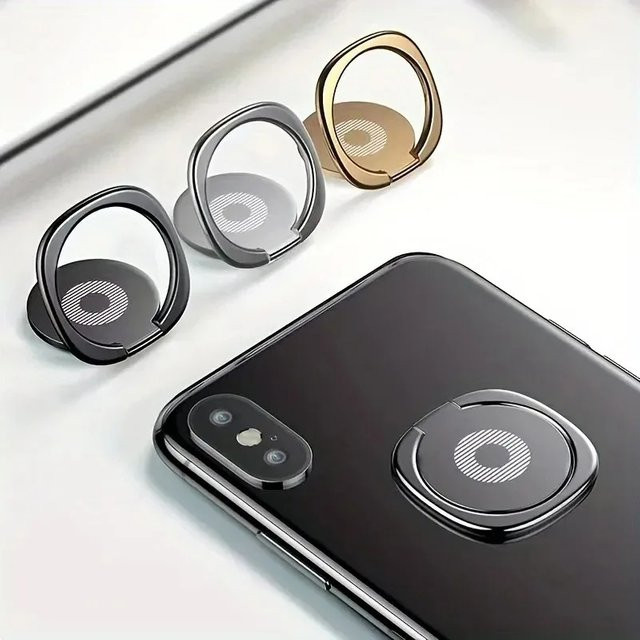 Magnetischer Fingerringhalter aus Metall in Gold mit 360 Grad Rotation und Aufkleber-Pad für dein Handy oder Auto - Bild 1