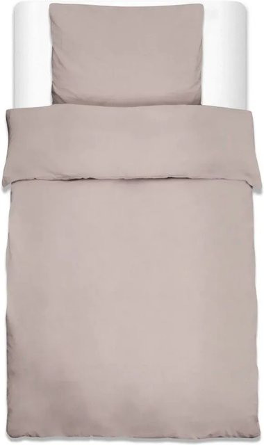Beautissu Bettwäsche Set Julie Renforcé aus Baumwolle, 2-teilig, Taupe, B/H: 135 x 200 cm, Kissenbezug: 80 x 80 cm - Bild 1