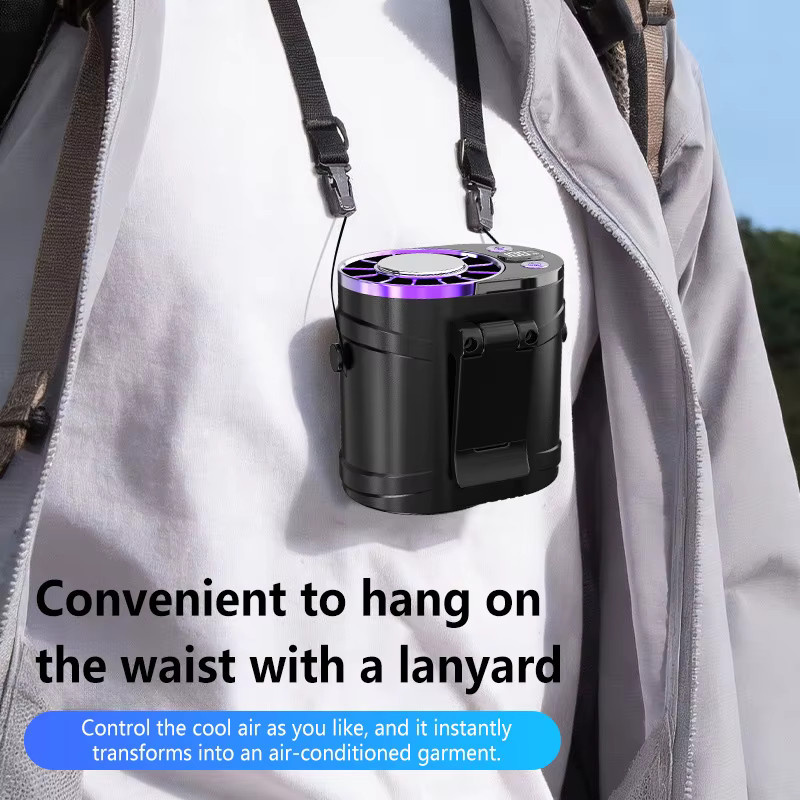 Lenovo Tragbarer Nackenventilator in Orange mit 8000 mAh Akku, USB-wiederaufladbarer tragbarer Ventilator ohne Flügel für Outdoor und Camping - Bild 4