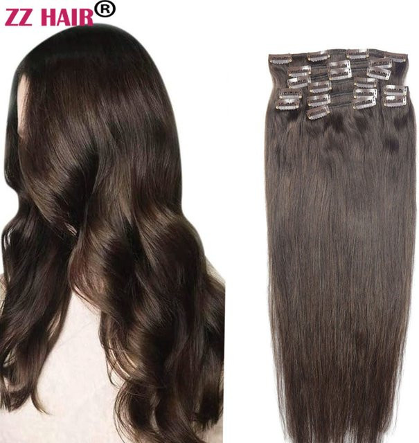 ZZHAIR Haarverlängerungen Clips, 10-teiliges Set, glatt, 120–200 g - Bild 1