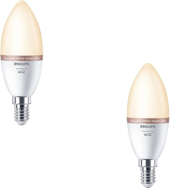 Philips Smart-LED-Leuchtmittel Set E14 Kerzenform, 2er Set, dimmbar, WiFi, Weiß - Bild 1