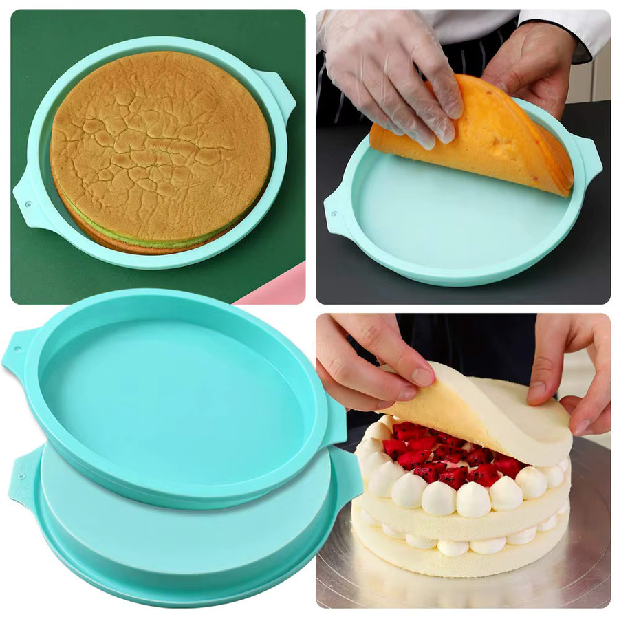 Runde Silikon Kuchenform von FSMHOME in Türkis für Schichtkuchen und Mousse, Durchmesser: 15,0 cm, Höhe: 4,0 cm - Bild 3
