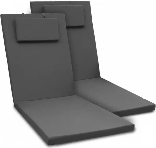 Beautissu 2er Set Gartenliege Auflagen Loft Graphitgrau B/T/H: 200 x 60 x 5 cm - Bild 1
