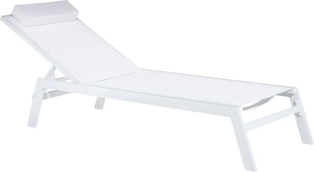 Beliani Gartenliege Weiss mit verstellbarer Kopfstütze und Aluminiumgestell, B/T/H: 155 x 66 x 103 cm - Bild 1