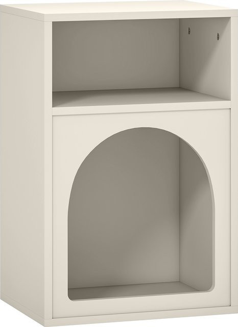 HOMCOM Nachttisch mit bogenförmigem Design und offenen Fächern in Creme, B/T/H: 40 x 30 x 60 cm - Bild 1