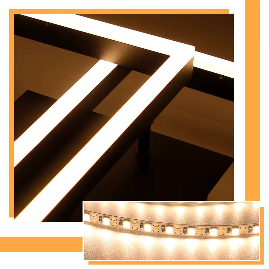 Moderne LED Deckenleuchte von Nettlife in Schwarz mit doppeltem versetztem Quadrat Design, dimmbar, 84W, Durchmesser: 82 cm - Bild 5