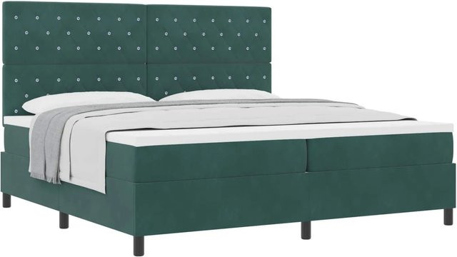 vidaXL Boxspringbett mit Matratze und Taschenfederkern in Grün, B/T: 200 x 200 cm - Bild 1