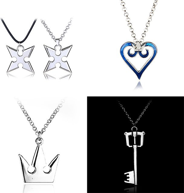 YiYuYiHua Halskette, Sora Schlüssel Klinge Krone Charme, Silber, Unisex - Bild 1