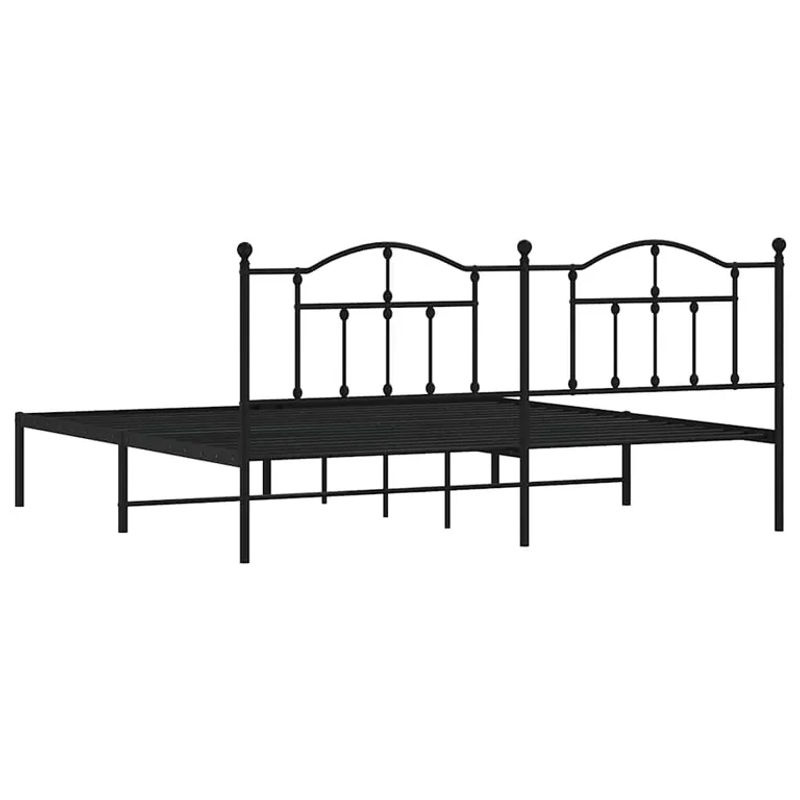 Vidaxl Metall-Bettgestell mit Kopfteil in Schwarz im Industrial-Design, B/T/H: 193 x 203 cm - Bild 3