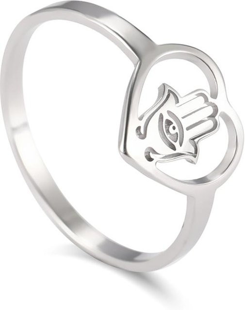 Ring Hamsa Hand Herz, Edelstahl, Silber, Damen - Bild 1