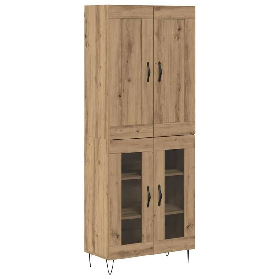 vidaXL Highboard Artisan-Eiche in Braun mit Schranktüren und Regalfächern, B/T/H: 69,5 x 34 x 180 cm - Bild 2