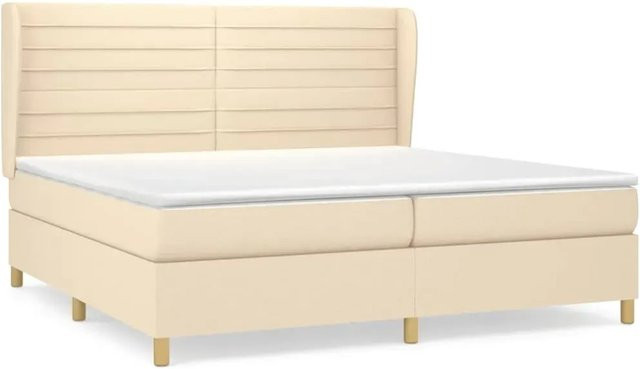 vidaXL Boxspringbett Hybrid mit Matratze und Taschenfederkern in Creme/Beige, B/T: 200 x 200 cm - Bild 1