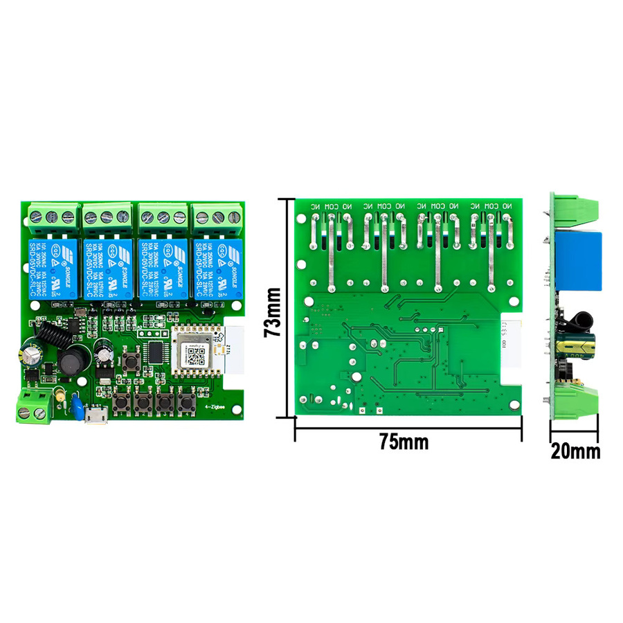 Scimagic-RC 4CH Zigbee Smart Home Relais Modul für AC/DC 7-32V und 85-250V, kompatibel mit Alexa und Google Assistent, Farbe: Grün - Bild 5