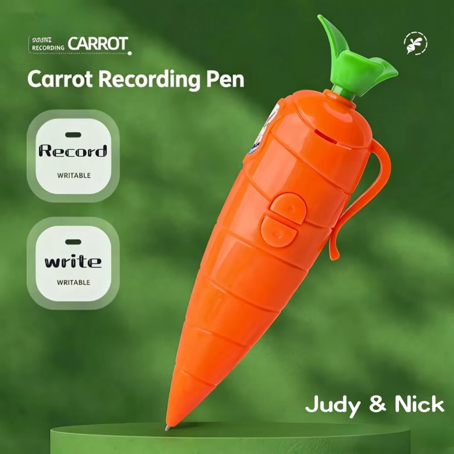 Judy & Nick Karotten-Voice-Recorder, elektronisches Sound-Spielzeug und Kugelschreiber in Orange - Bild 3