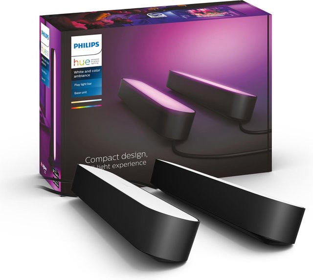 Philips Hue LED Lichtleiste in Schwarz, dimmbare RGB Umgebungsbeleuchtung für Gaming und Monitore, kompatibel mit Amazon Alexa - Bild 1