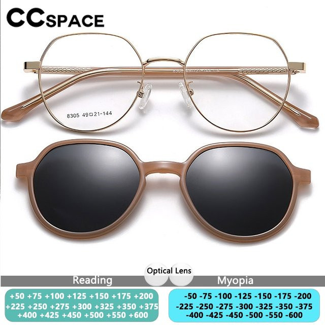 CCspace Lesebrille mit magnetischem Clip, Sonnenbrille, Metall, Rund, Damen - Bild 1