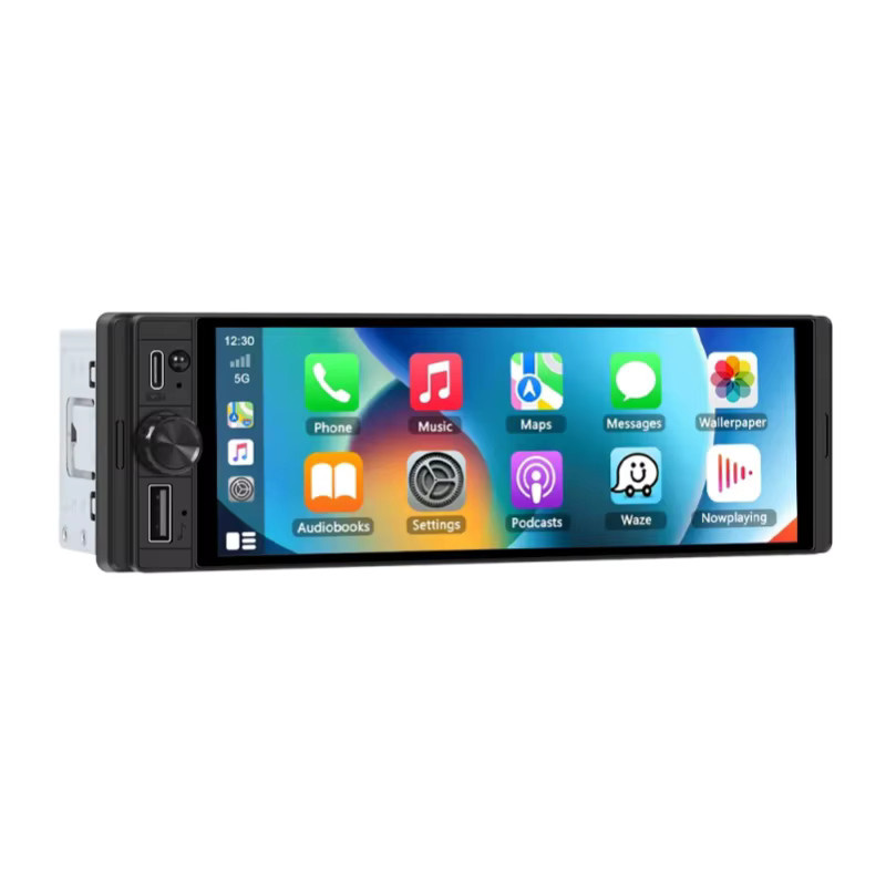 Podofo Multimedia-Autoradio mit 2GB RAM und 64GB Speicher, 1DIN Carplay und Android Auto, GPS, WLAN, Mirror Link und EQ Sound Player in Schwarz - Bild 3