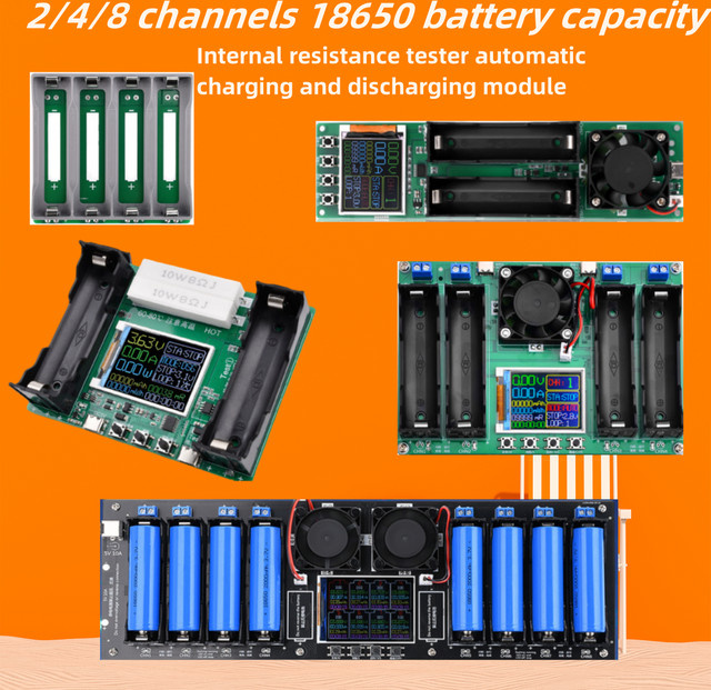 Gaqqee Innenwiderstandsmessgerät mit 2,4-Zoll-Farbbildschirm für 2, 4 oder 8 Kanäle und 18650 Batterien als Lade- und Entlademodul - Bild 1