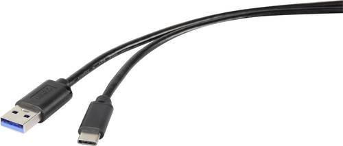Renkforce USB-Kabel USB 3.2 Gen1 mit USB-A und USB-C Stecker, Schwarz, 0,30 m - Bild 1