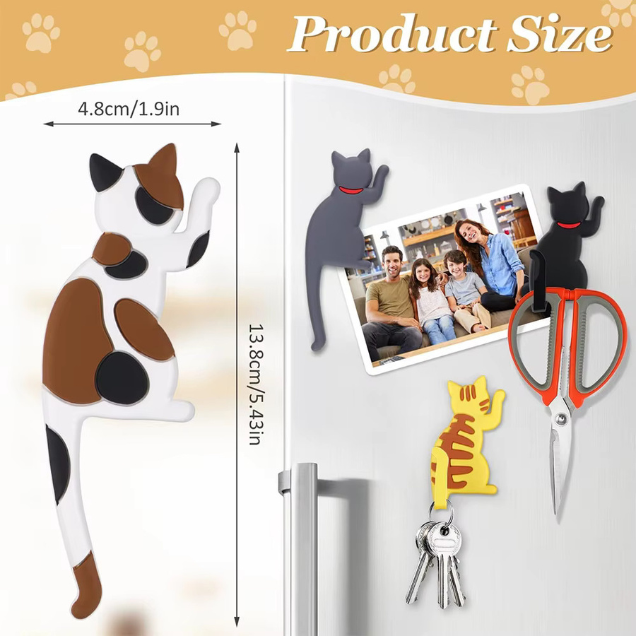 LMETJMA Katzen-Magnethaken für den Kühlschrank, Niedliche Tierförmige Magnet-Hängehaken aus Kunststoff - Bild 2