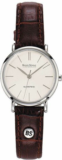 Bruno Söhnle Damenarmbanduhr, Quarz, Edelstahl, Leder, Weiß, 28,2 mm - Bild 1