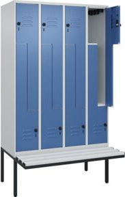 C+P Z-Spind Classic PLUS Sitzbank mit 8 Fächern und Sicherheits-Drehriegel, B/T/H: 212 x 120 x 81,5 cm - Bild 1