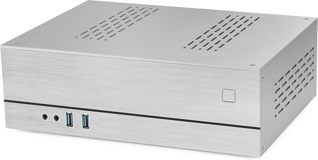 TFDP Mini ITX Aluminium Computergehäuse in Silber als horizontales HTPC Desktop-Gehäuse - Bild 1