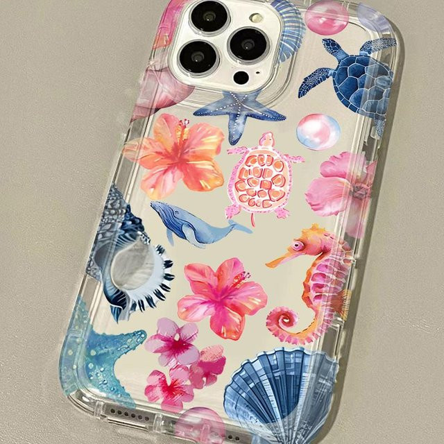Stoßfeste Silikon-Handyhülle mit blauem Ozean-Design für iPhone 11 bis iPhone 16 Pro Max von Yiran Bag in Weiß - Bild 1