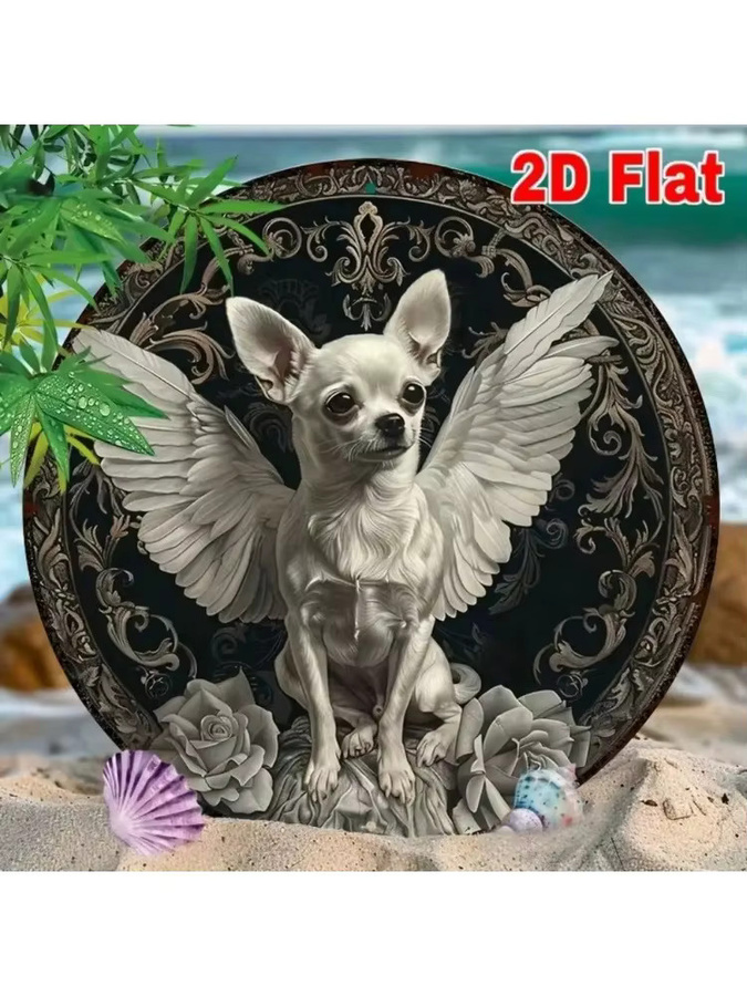 Potdemiel Dekoratives Metallschild Chihuahuas mit Flügeln in Mehrfarbig, Vintage Design, B/H: 30 x 20 cm - Bild 3