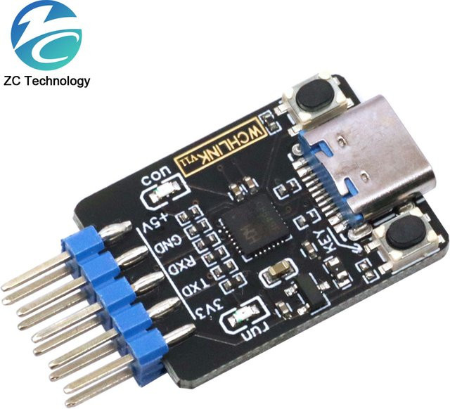 Wchlink Mini CH549F Daplink Debugger mit SWD und Serial Port für ARM Core Chips und RISC-V, USB-C, Schwarz - Bild 1