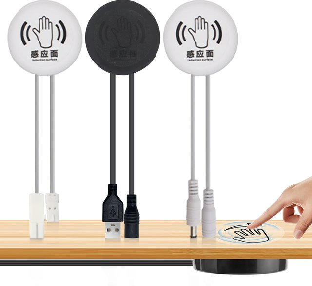 Dimmbarer Holz-Touch-Sensor LED-Lichtschalter mit 25 mm Durchmesser, weiß, für Spiegel, Schrank und Regallampen, 5 V / 12 V / 24 V, 60 W - Bild 1