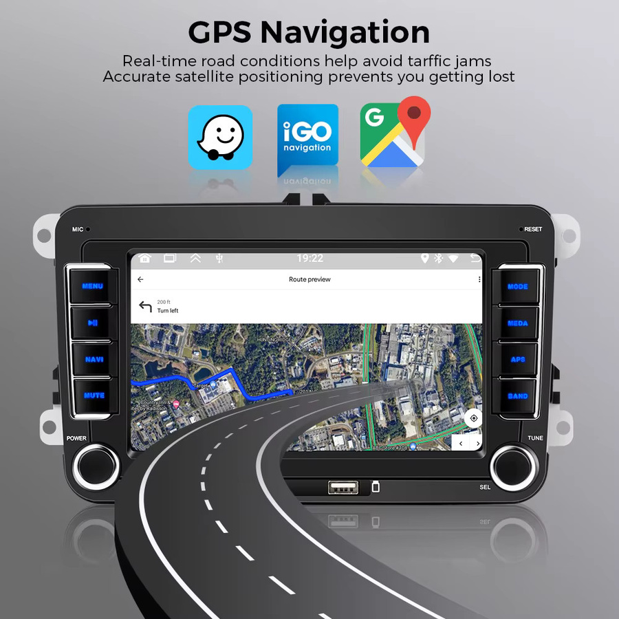 Gearelec 2 DIN Android 13 Autoradio mit 7 Zoll Display, Multimedia-Player mit Wi-Fi, GPS und CarPlay in Schwarz, kompatibel mit VW, Skoda, Golf 5/6, Touran, Passat und Jetta - Bild 6