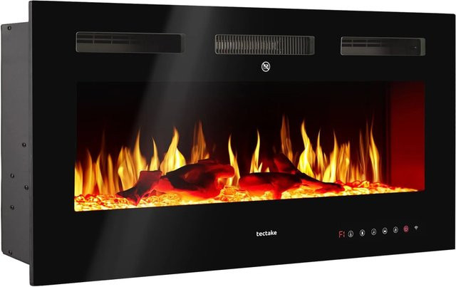 tectake Elektro-Wandkamin Luci mit 3D-Flammeneffekt und Glutimitation, Schwarz, B/H/T: 106,5 x 43 x 12 cm - Bild 2