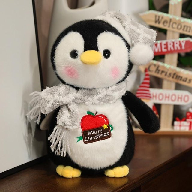 Mu Cheng Weihnachtspinguin Plüschtier, mit Weihnachtsmütze und Schal, 25cm, ab 14 Jahren - Bild 1