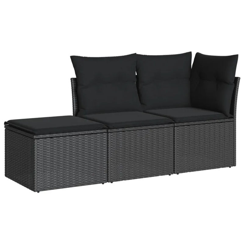 Vidaxl Garten-Sitzgruppe aus schwarzem PE-Rattan mit Kissen für Erwachsene in modernem Design - Bild 2