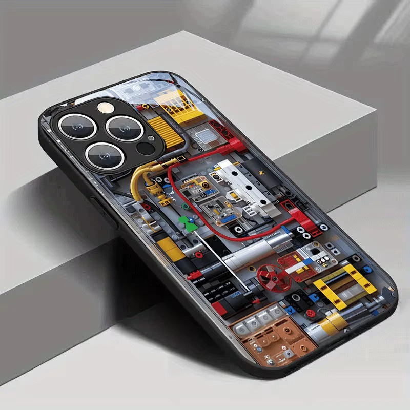 Handyhülle mit mechanischem Platine-Muster aus Glas für iPhone 11 bis iPhone 17 Pro Max, Multicolor - Bild 2