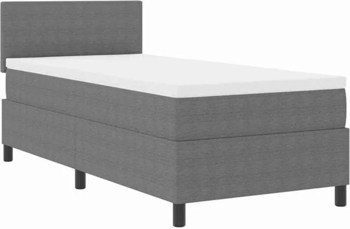 vidaxl Boxspringbett Modern in Grau und Weiß aus Cordstoff, B/T/H: 203 x 80 x 88 cm - Bild 1