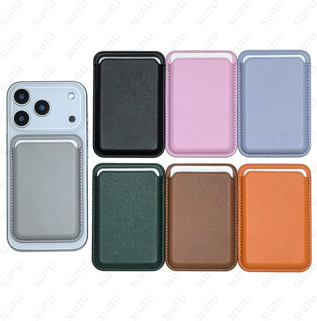 SLUTLI MagSafe Leder-Brieftaschenhülle mit Kartenhalter für iPhone und Samsung in Schwarz oder Weiß - Bild 1